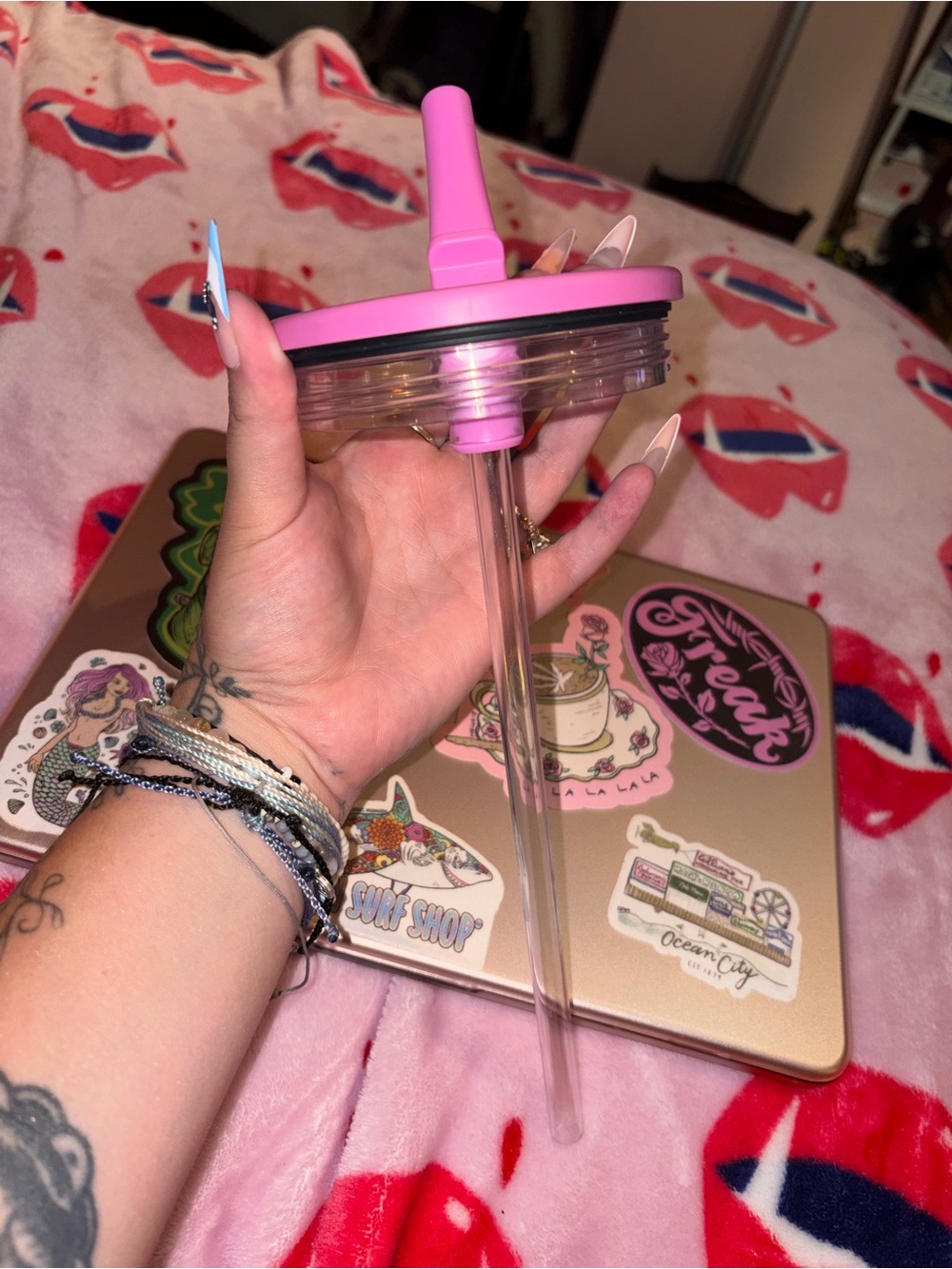 HydroJug Pink Silicone Lid with Clear Straw